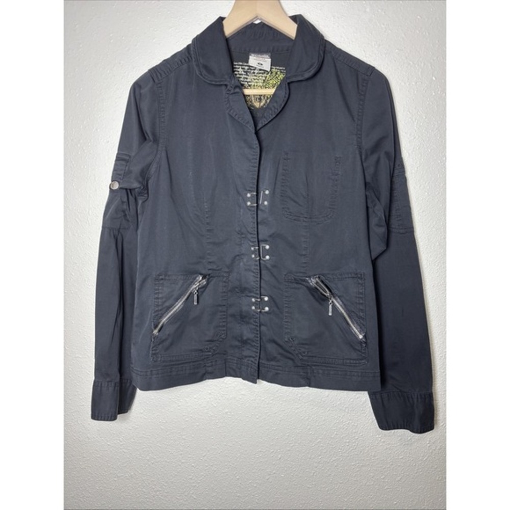 Columbia‎ XCO Womens Utility Jacket Black Hook Eye Zip Up Roll Tab AL7670 Small